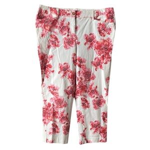 Land’s End Mid Rise Straight Leg Floral Stretch Capri Pants Women’s Plus Size 16